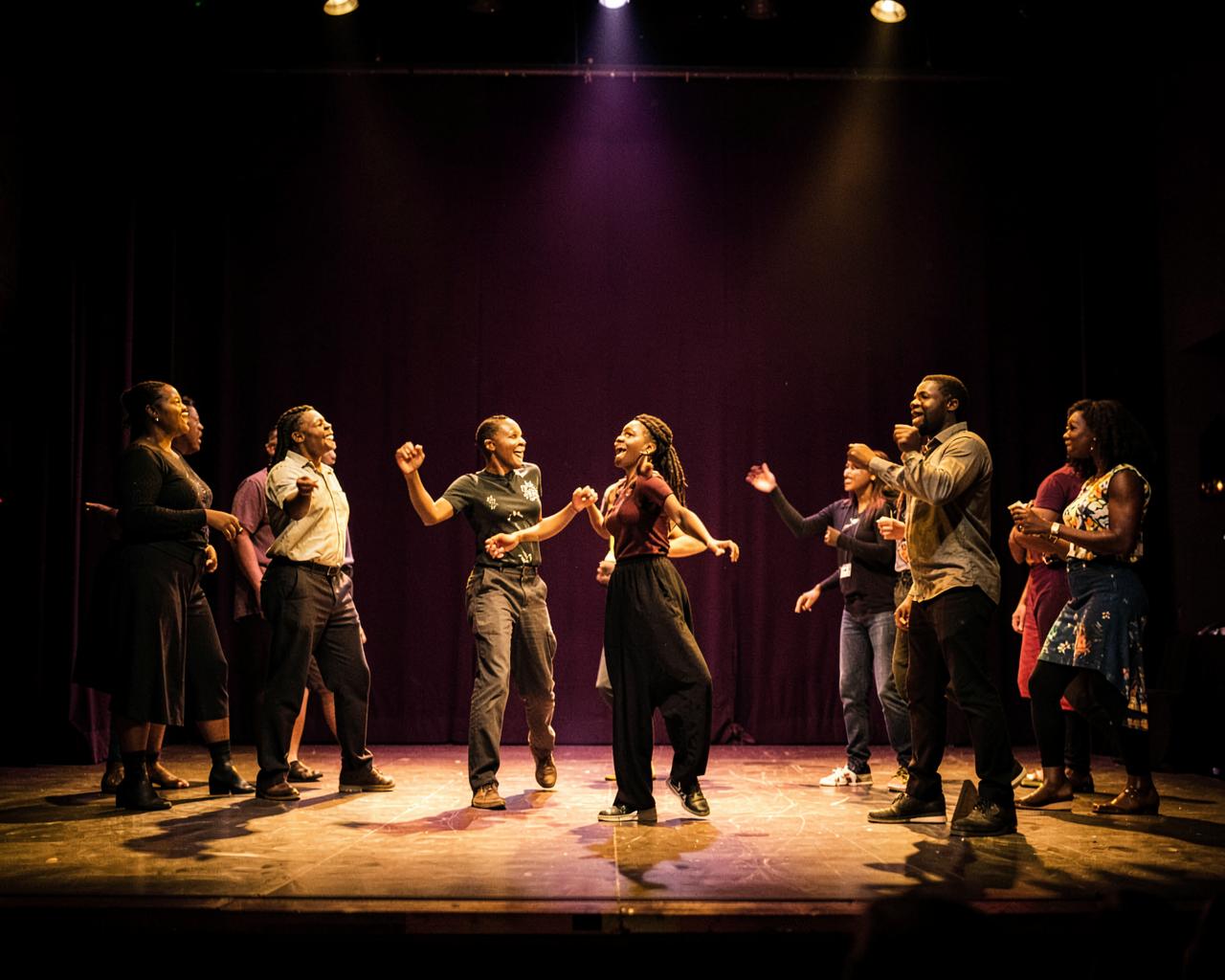 A church drama team performing on stage