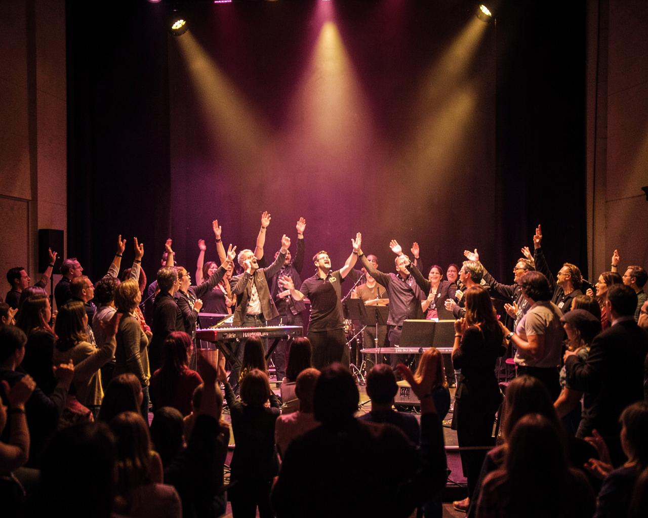 A worship team leading the congregation in song