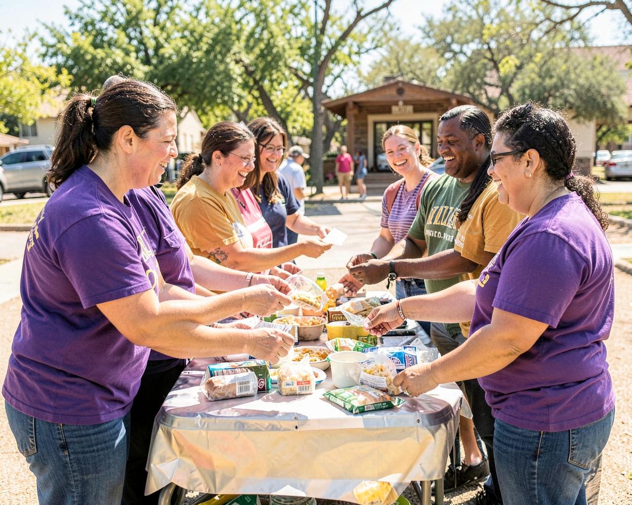 Church volunteers serving their community at an outdoor outreach
